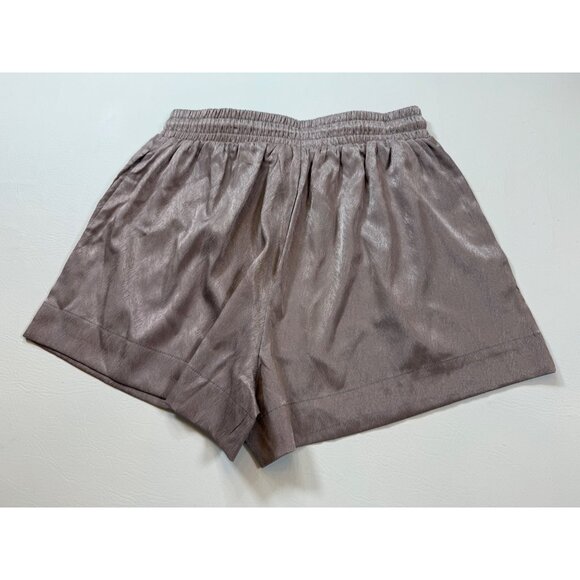 TCEC Satin-Style Elastic Waist Shorts M Brown Gray Polyester Blend (bin HH124) - Picture 5 of 6